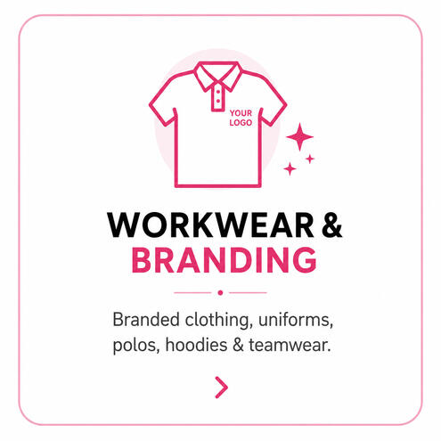 Custom branded workwear including polos, hoodies and uniforms